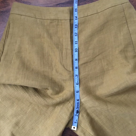 Massimo dutti yellow linen wide leg high rise crop pants - Picture 8 of 11
